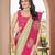 Designer banarasi cream silk saree elegant gold zari work with contrast pink border wedding reception party wear saree