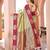 Designer banarasi beige silk saree elegant gold zari work with contrast maroon border wedding reception party wear saree