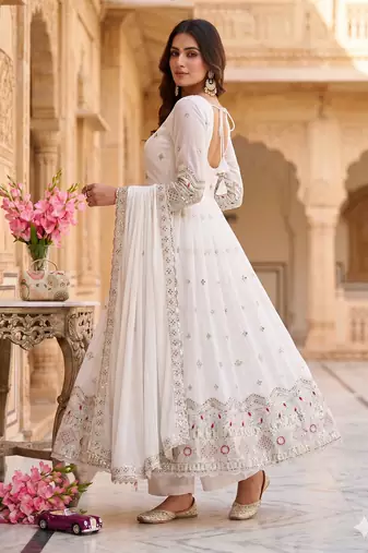 Premium off-white designer anarkali suit for wedding