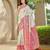 Women's ethnic banarasi silk blend saree | white color with pink border for festive & bridal functions