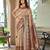 Women's ethnic banarasi silk blend saree | beige color with maroon border for festive & bridal functions