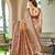 Women's ethnic banarasi silk blend saree | beige color with maroon border for festive & bridal functions