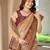 Women's ethnic banarasi silk blend saree | beige color with maroon border for festive & bridal functions