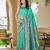 Women's ethnic banarasi silk blend saree | turquoise color with same border for festive & bridal functions