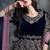 blue color semi stich cording work velvet anarkali gwon