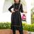 Black Floral Resham Emrboidered A-Line Silk Kurta Set - 2