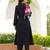 Black Floral Resham Emrboidered A-Line Silk Kurta Set - 2