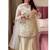 Off white embroidery crunchy georgette silk full stitched sharara palazzo suit set