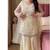 Off white embroidery crunchy georgette silk full stitched sharara palazzo suit set