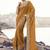 Mustard pure satin silk with jaquard designer blouse wedding wear saree