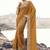 Mustard pure satin silk with jaquard designer blouse wedding wear saree