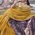 Mustard pure satin silk with jaquard designer blouse wedding wear saree