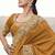 Mustard pure satin silk with jaquard designer blouse wedding wear saree