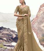 Chiku pure banarasi silk with designer blouse wedding wear saree