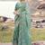Shaded turquoise bhagalpuri tissue silk & jaquard with designer blouse wedding wear saree