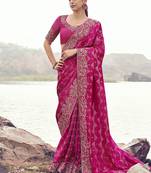 Rani pure satin silk with jaquard with designer blouse wedding wear saree