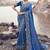 Blue satin silk with jaquard with designer blouse wedding wear saree