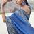 Blue satin silk with jaquard with designer blouse wedding wear saree