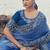 Blue satin silk with jaquard with designer blouse wedding wear saree
