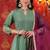 Wine Pintuck Kurta Set with Gota Work Organza Dupatta