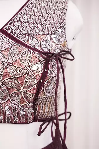 Wine Purple Designer Lehenga Choli with Heavy Silver Bead & Sequin Work Dupatta