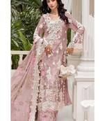 Pink floral lace embroidery & sequence work pakistani salwar suit