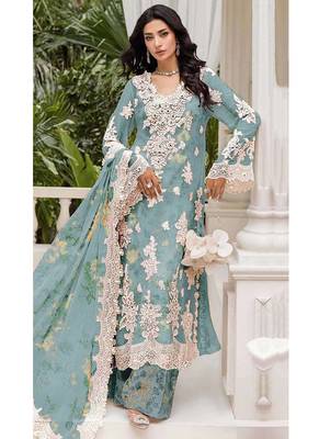 Rama floral lace embroidery & sequence work pakistani salwar suit 1