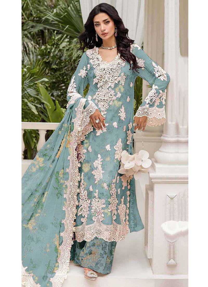 Rama floral lace embroidery & sequence work pakistani salwar suit