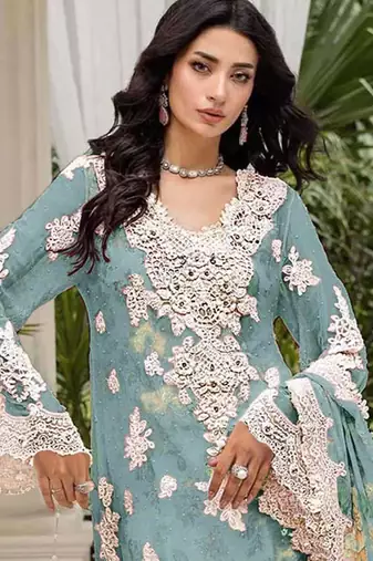 Rama floral lace embroidery & sequence work pakistani salwar suit