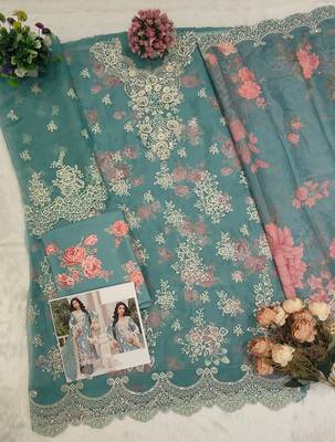 Rama floral lace embroidery & sequence work pakistani salwar suit 3