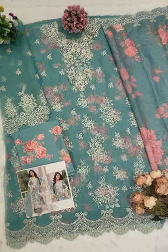 Rama floral lace embroidery & sequence work pakistani salwar suit