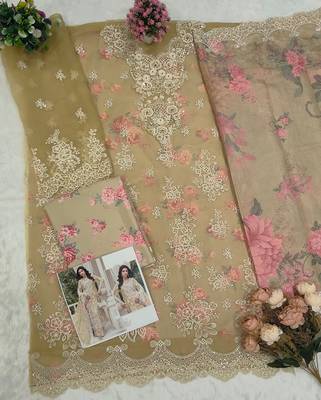 Yellow floral lace embroidery & sequence work pakistani salwar suit 3