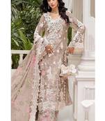 Peach floral lace embroidery & sequence work pakistani salwar suit