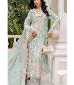 Skyblue floral lace embroidery & sequence work pakistani salwar suit