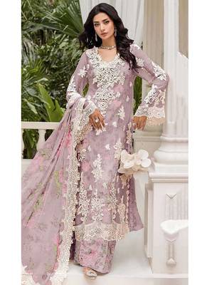 Onionpink floral lace embroidery & sequence work pakistani salwar suit 1