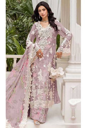 Onionpink floral lace embroidery & sequence work pakistani salwar suit
