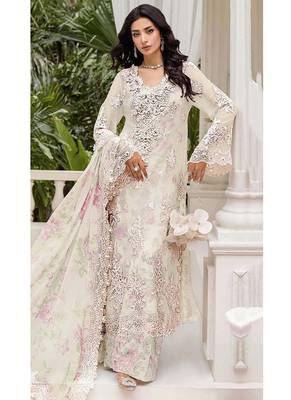 Off-white floral lace embroidery & sequence work pakistani salwar suit 1