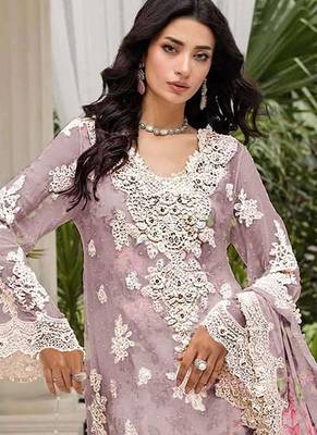 Onionpink floral lace embroidery & sequence work pakistani salwar suit 2