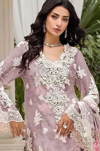 Onionpink floral lace embroidery & sequence work pakistani salwar suit