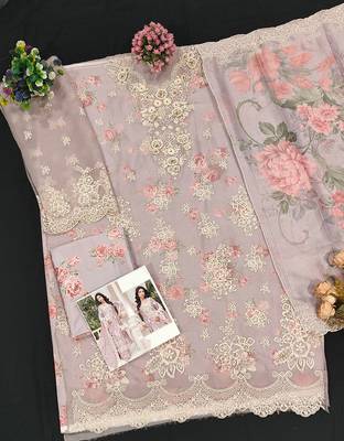 Onionpink floral lace embroidery & sequence work pakistani salwar suit 3