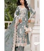 Grey floral lace embroidery & sequence work pakistani salwar suit