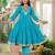 Turquoise Mirror Work Anarkali Set with Tissue Dupatta