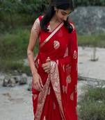 Red color viscose georgette saree