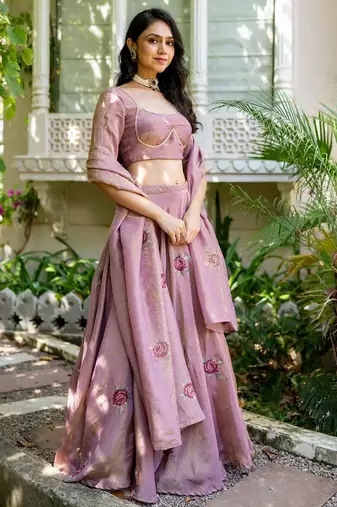 Green Lace Work Georgette Lehenga Blouse Duppatta Set