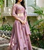 Green Lace Work Georgette Lehenga Blouse Duppatta Set