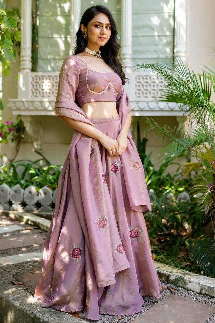 Green Lace Work Georgette Lehenga Blouse Duppatta Set