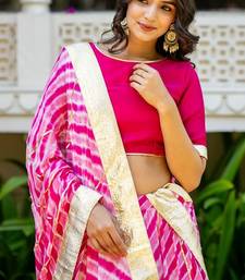 Pink Lace Work Viscose Georgette Lehenga Blouse Duppatta Set