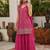 Rani pink faux georgette semi stitched suit with embroidery  & sequence work