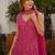 Rani pink faux georgette semi stitched suit with embroidery  & sequence work