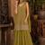 Mustard faux georgette semi stitched suit with embroidery  & sequence work